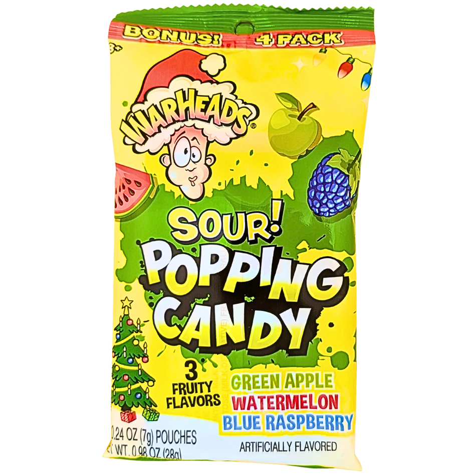 Warheads Christmas Sour Popping Candy 28g - 12 Pack