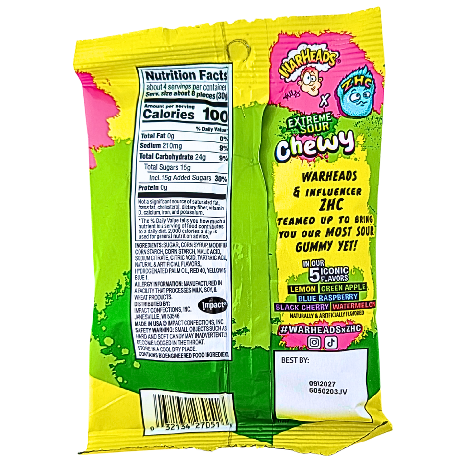 Warheads Extreme Sour Chewy 4.5oz - 12 Pack