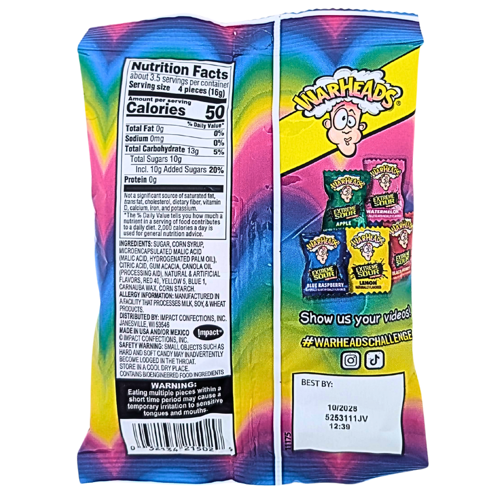 Warheads Extreme Sour Hard Candy Assorted 2oz - 12 Pack