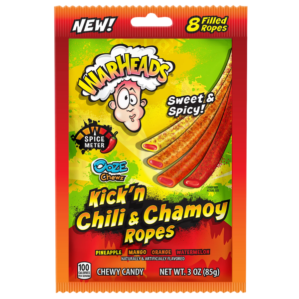Warheads Kick'n Chili & Chamoy Ropes 3oz - 12 Pack
