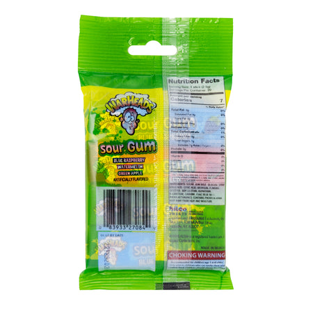 Warheads Sour Gum 4 Sticks 50g - 10 Pack  Nutrition Facts Ingredients
