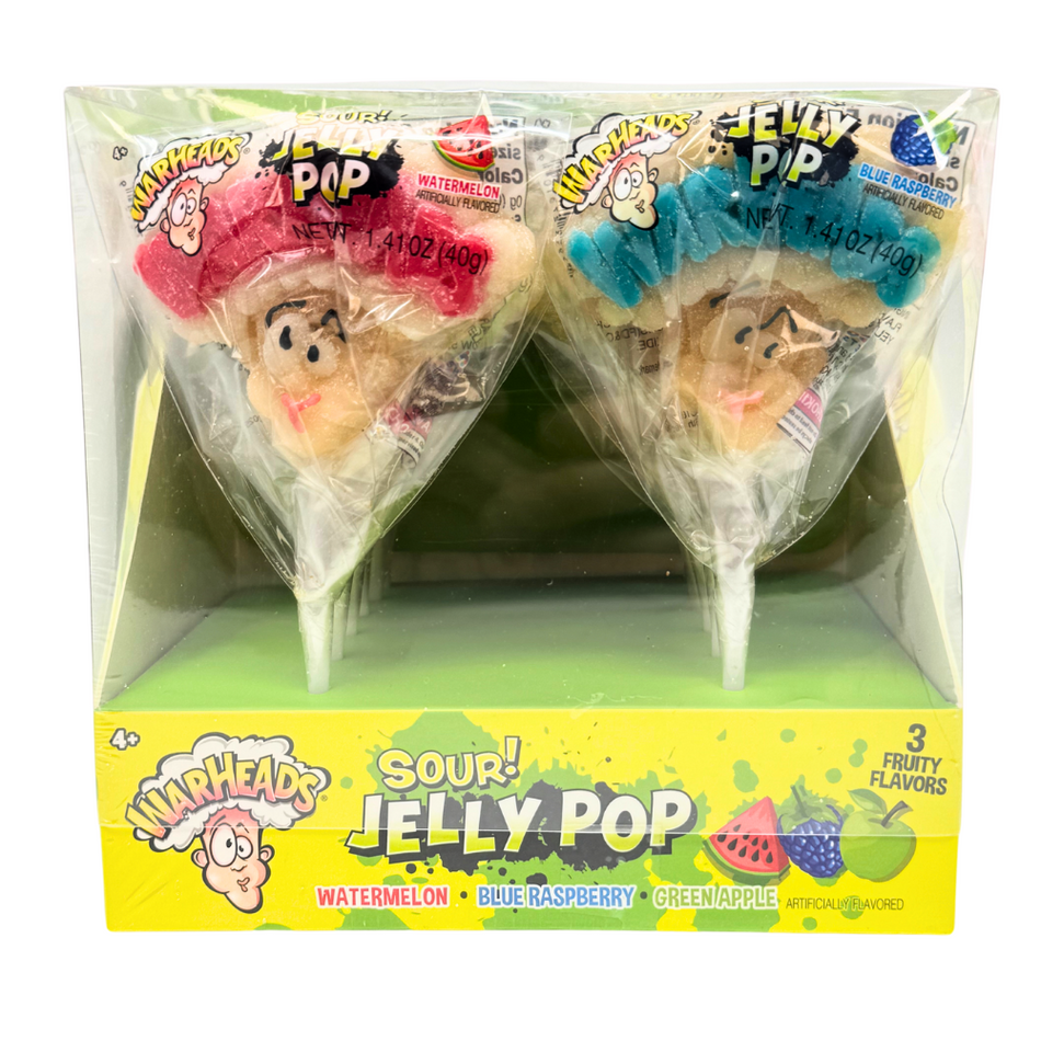 Warheads Sour Jelly Pops 1.41oz - 12 Pack