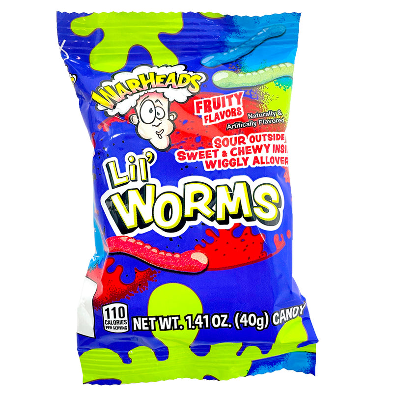 Warheads Sour Lil' Worms 1.41oz - 12 Pack -Gummy Worms from Warheads