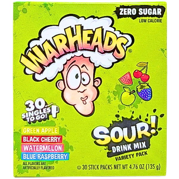 Warheads Zero Sugar Singles To Go Variety Pack 30 Pack - 6 Pack