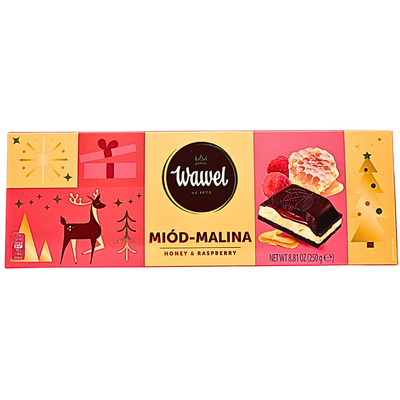 Wawel Honey & Raspberry Filled Chocolate 250g (Poland) - 12 Bars