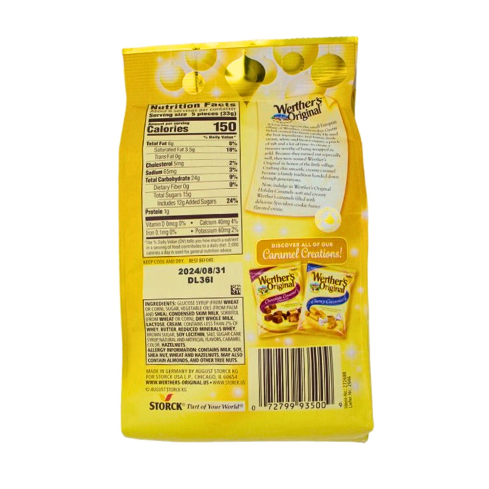 Werther's Original Cookie Butter Creme Chewy Caramels 7.4oz - 8 Pack Nutrition Facts Ingredients