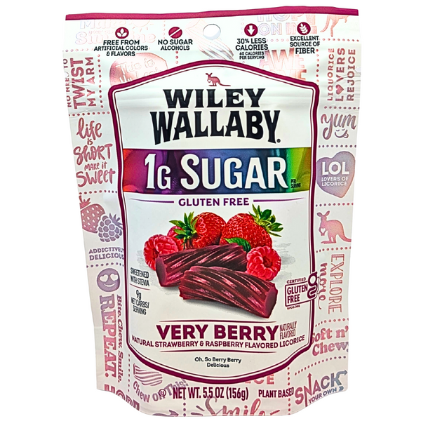 Wiley Wallaby Very Berry Low Sugar Licorice 156g - 8 Pack