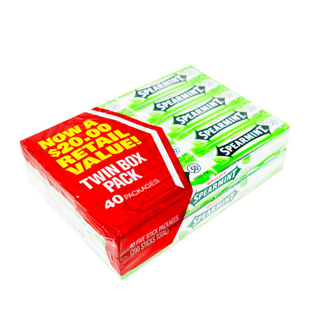 Wrigley's Spearmint Gum 5 Stick Sleeves 40 Pack - 1 Box