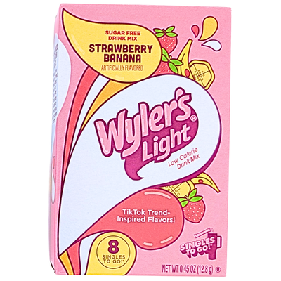 Wyler's Light Singles To Go Drink Mix Strawberry Banana - 12 Pack