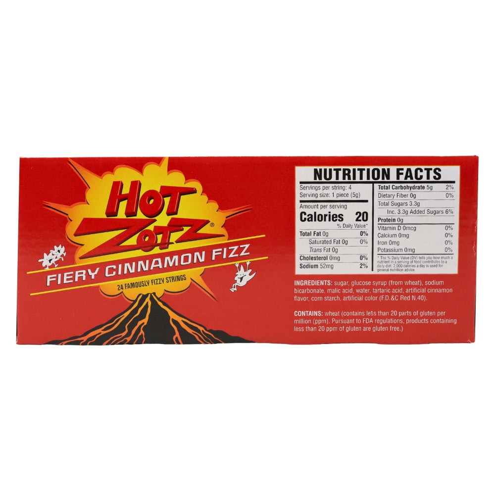 Zotz Hot Fiery Cinnamon Fizz .7oz - 24 Pack Nutrient Facts Ingredients