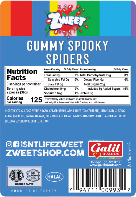 Zweet Gummies Sour Spiders 10oz - 6 Pack