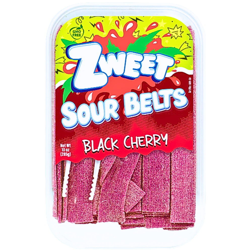 Zweet Sour Belts Black Cherry 10oz - 6 Pack