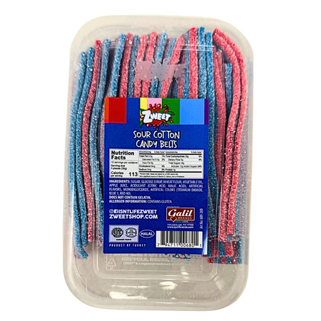 Zweet Sour Belts Cotton Candy 10oz - 6 Pack