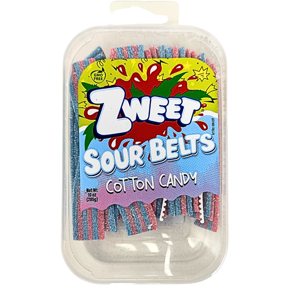 Zweet Sour Belts Cotton Candy 10oz - 6 Pack