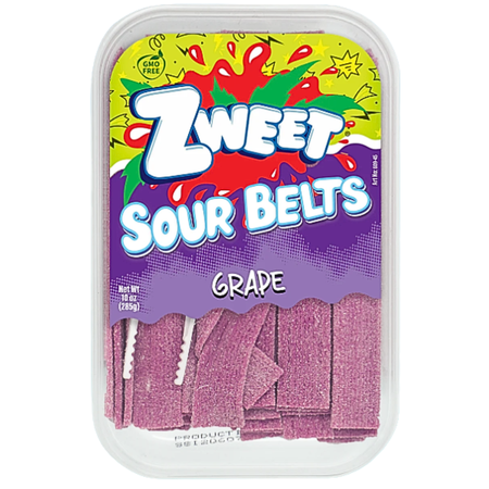 Zweet Sour Belts Grape 10oz - 6 Pack