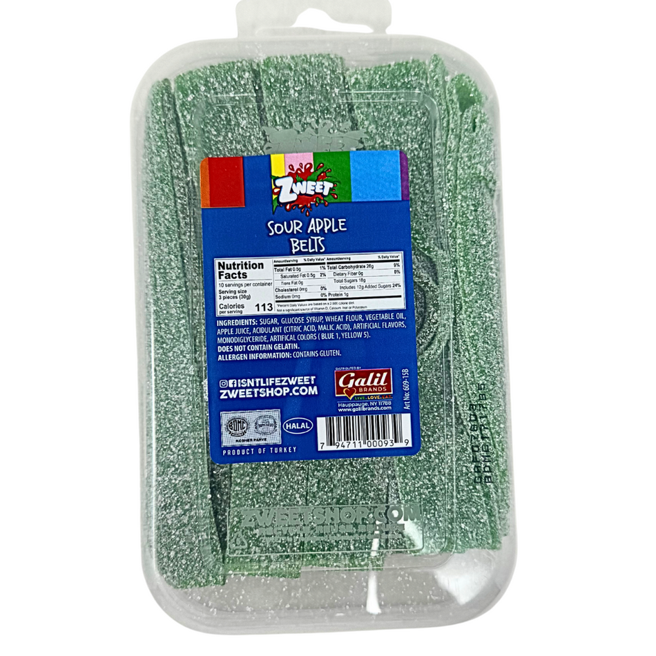 Zweet Sour Belts Green Apple 10oz - 6 Pack