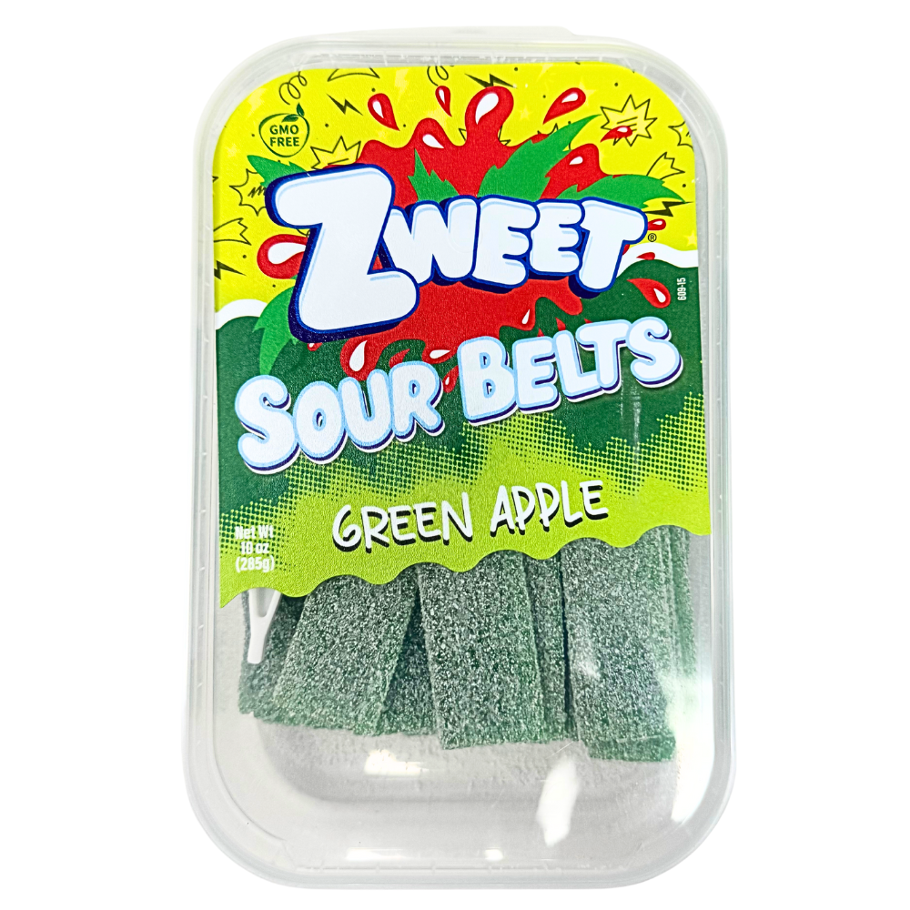 Zweet Sour Belts Green Apple 10oz - 6 Pack