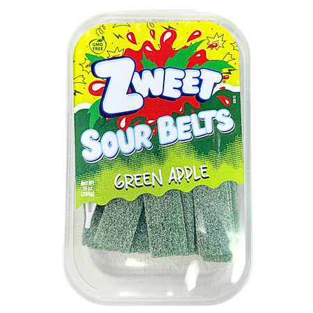 Zweet Sour Belts Green Apple 10oz - 6 Pack