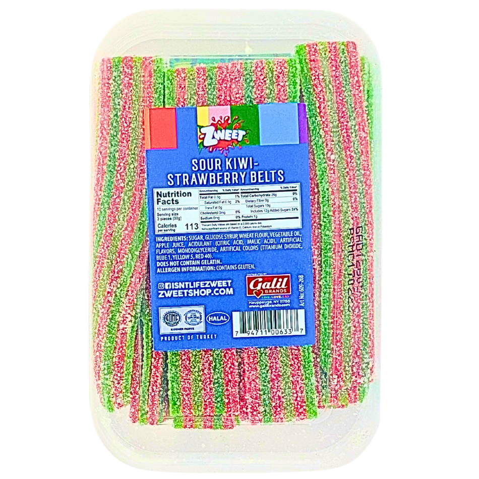 Zweet Sour Belts Kiwi Strawberry 10oz - 6 Pack