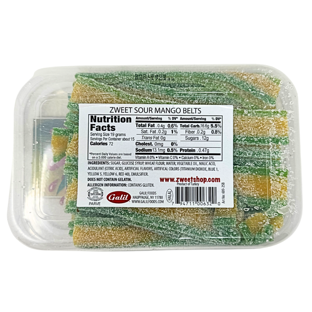 Zweet Sour Belts Mango 10oz - 6 Pack