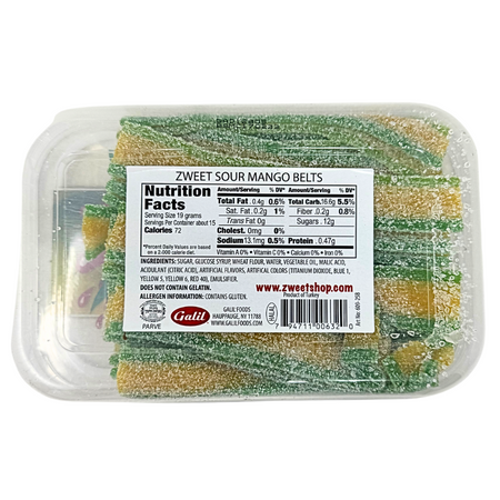 Zweet Sour Belts Mango 10oz - 6 Pack