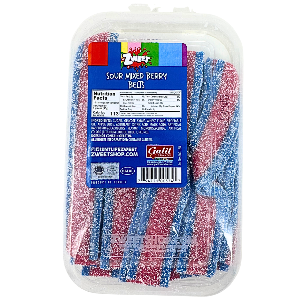 Zweet Sour Belts Mixed Berry 10oz - 6 Pack