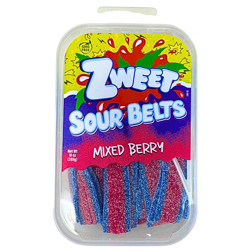 Zweet Sour Belts Mixed Berry 10oz - 6 Pack