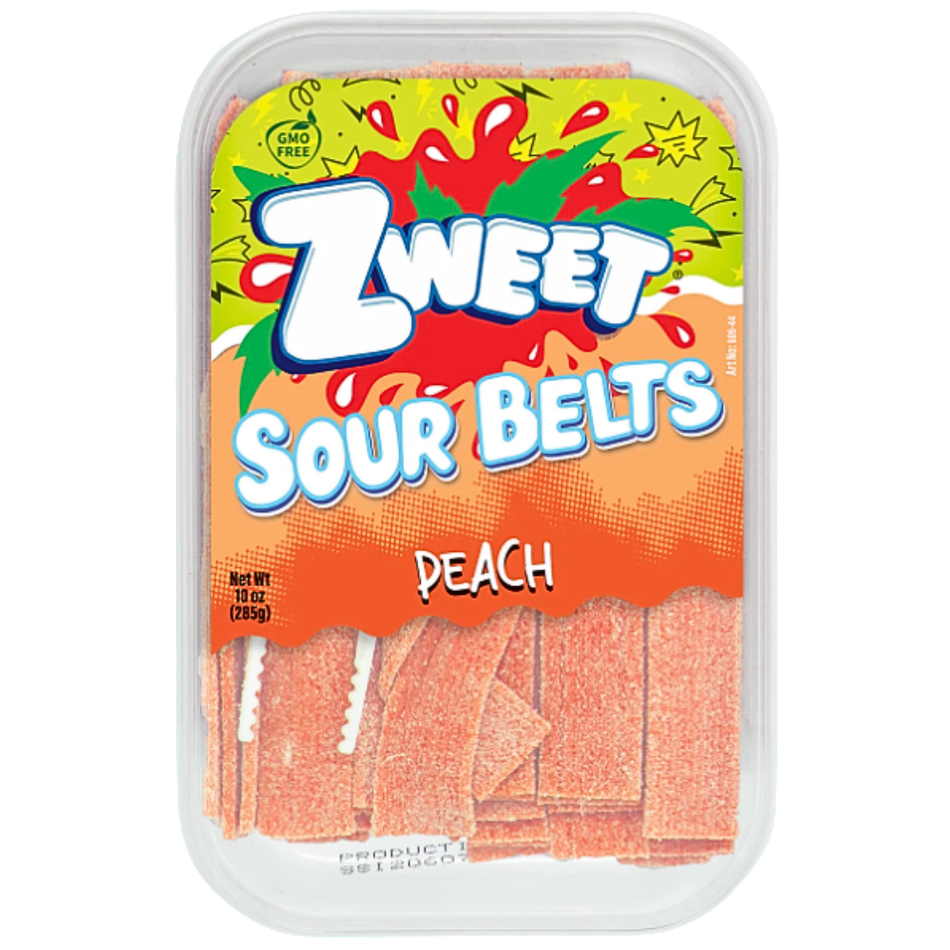 Zweet Sour Belts Peach 10oz - 6 Pack