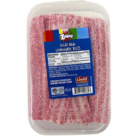 Zweet Sour Belts Pink Lemonade 10oz - 6 Pack