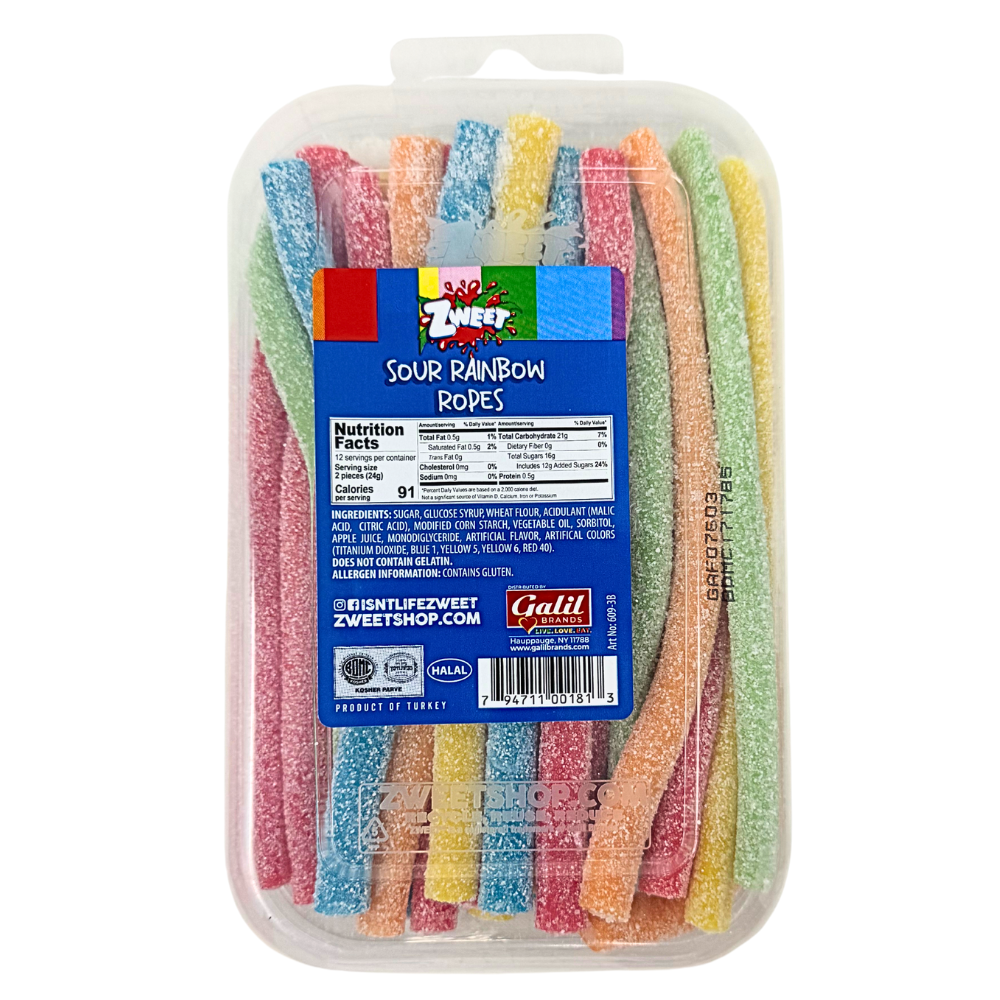 Zweet Sour Ropes Rainbow 10oz - 6 Pack