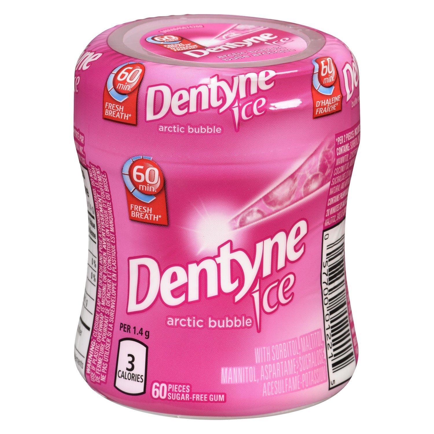 Dentyne Ice Arctic Bubble 60 Piece Gum Bottle