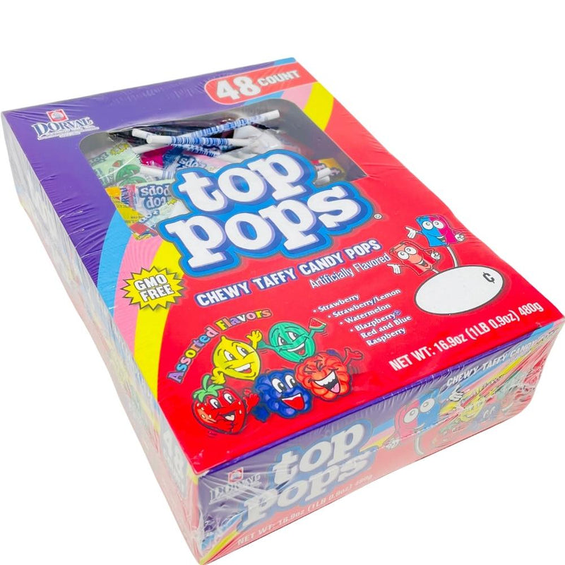 Top Pops Chewy Taffy Assorted Flavours 48 Pieces - 1 Box