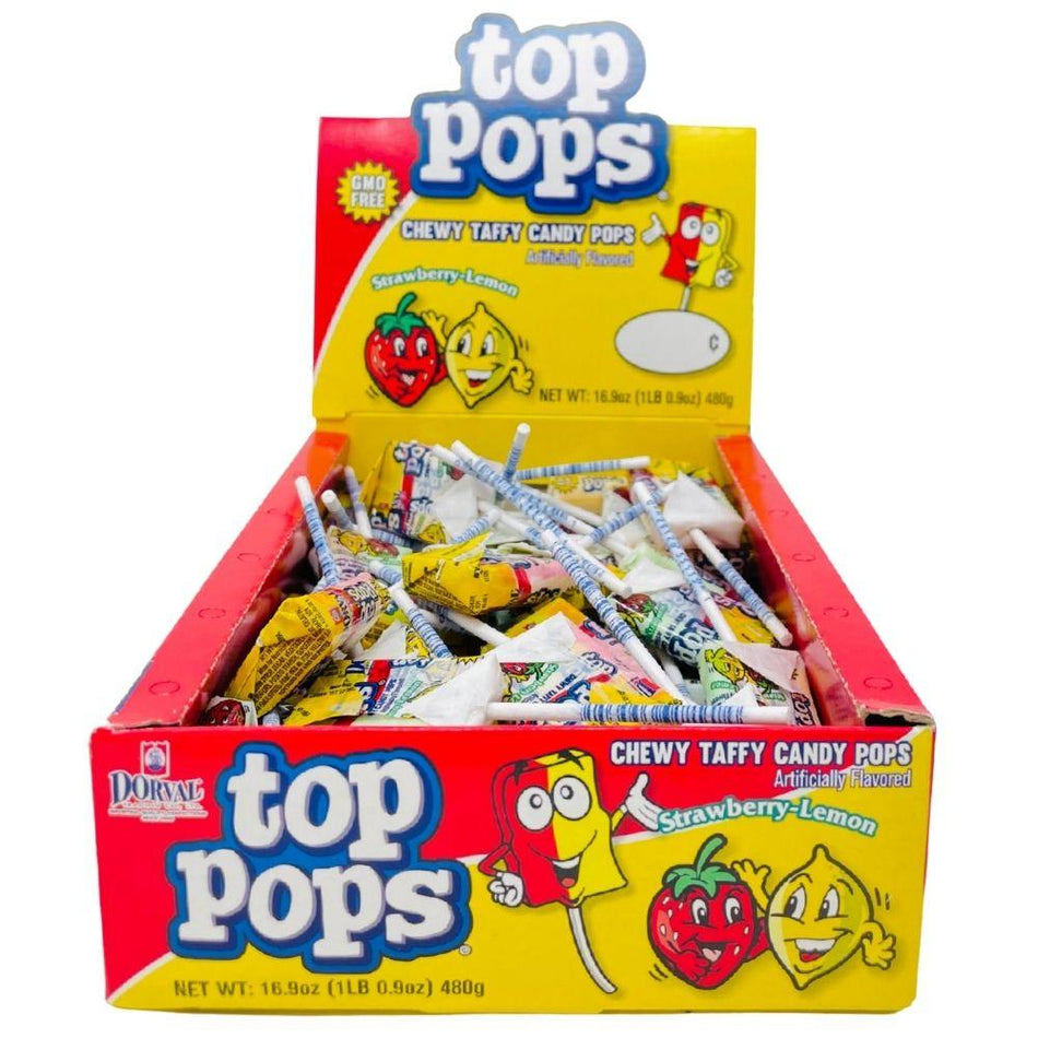 Top Pops Chewy Taffy Strawberry Lemon 48 Pieces - 1 Box