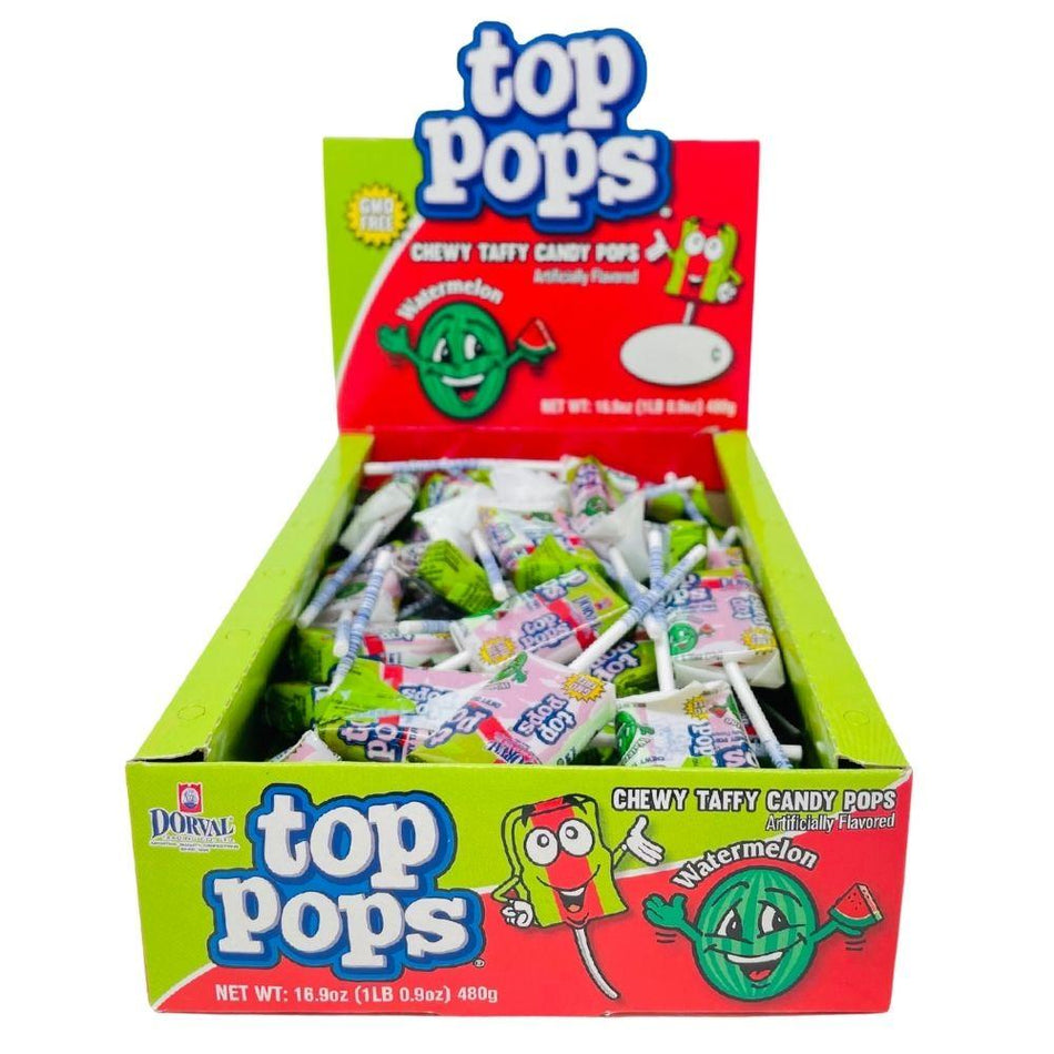 Top Pops Chewy Taffy Watermelon 48 Pieces - 1 Box