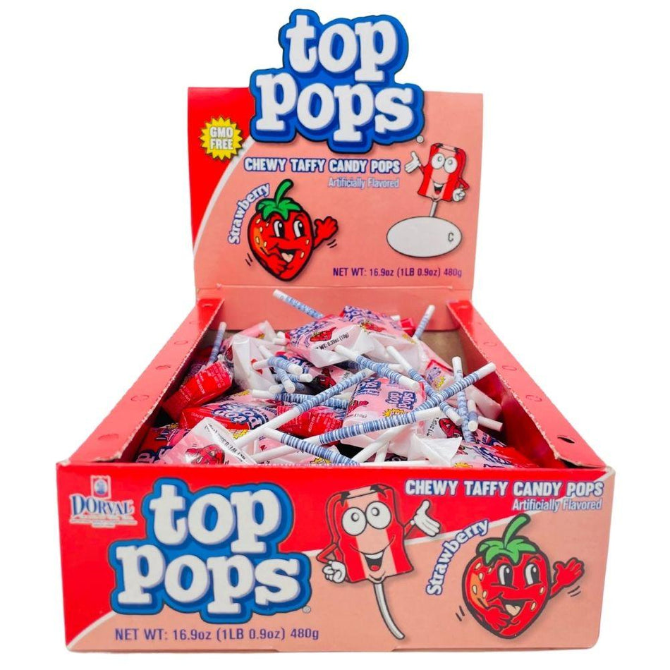 Top Pops Chewy Taffy Strawberry 48 Pieces - 1 Box