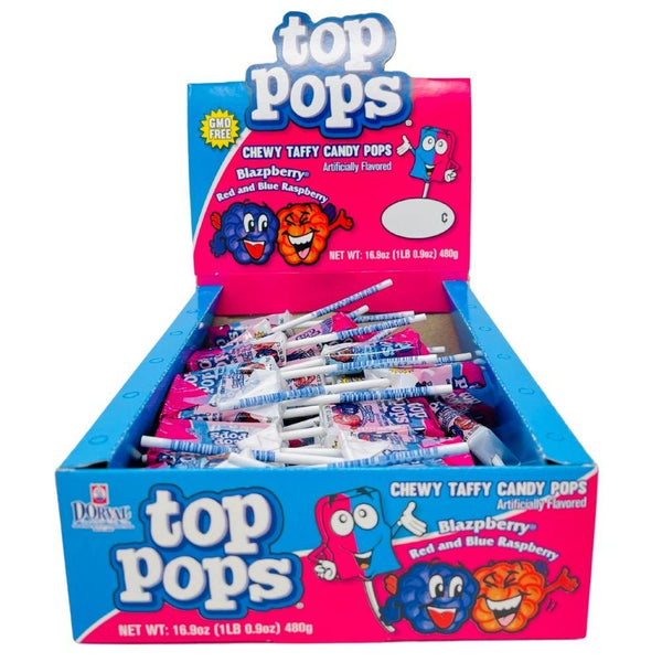 Top Pops Chewy Taffy Blazpberry 48 Pieces - 1 Box