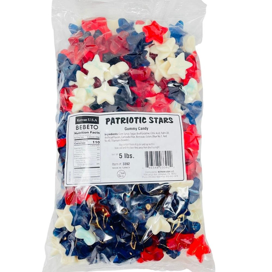 Kervan Patriotic Stars Gummy Candy 5lbs - 1 Bag Halal Bulk Candy