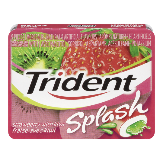 Trident Splash Strawberry Kiwi 9 Piece Gum Singles