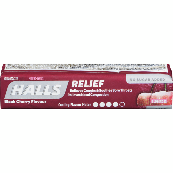 Halls Black Cherry Sugar-Free Menthol Drops Singles 9pc - 20 Pack