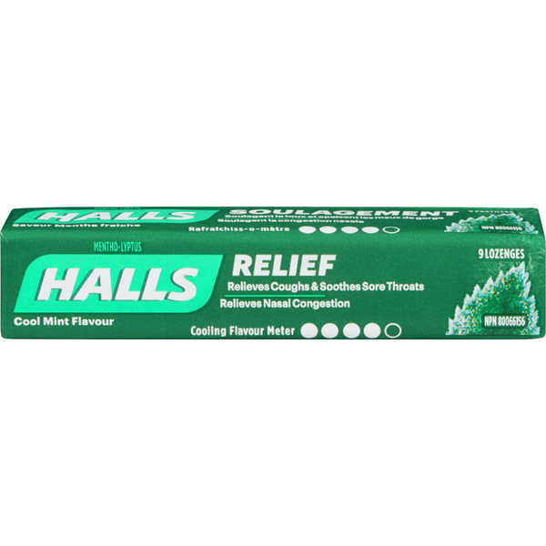 Halls Cool Mint Menthol Drops Singles 9pc - 20 Pack