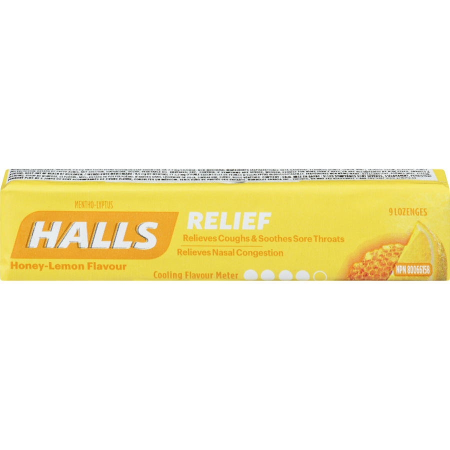 Halls Honey Lemon Menthol Drops Singles 9pc - 20 Pack