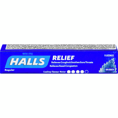 Halls Regular Menthol Drops Singles 9pc - 20 Pack