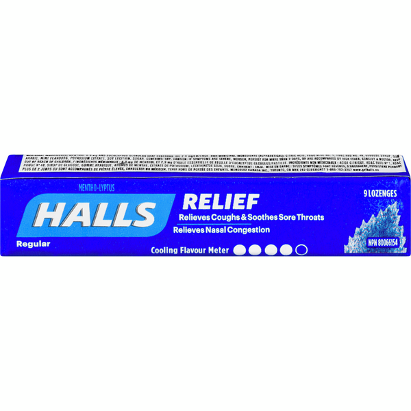 Halls Regular Menthol Drops Singles 9pc - 20 Pack