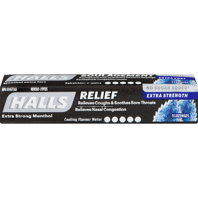 Halls Extra Strong Sugar-Free Menthol Drops Singles 9pc - 20 Pack