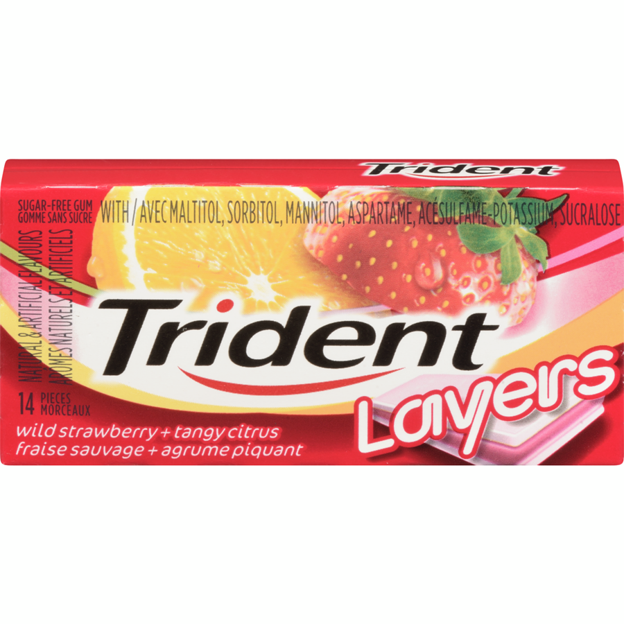 Trident Layers Wild Strawberry Tangy Citrus 14 Piece Gum Singles