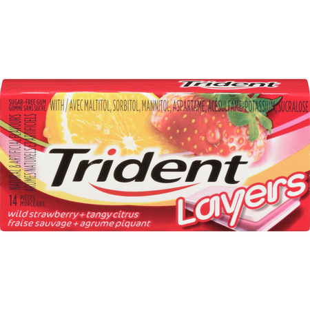 Trident Layers Wild Strawberry Tangy Citrus 14 Piece Gum Singles