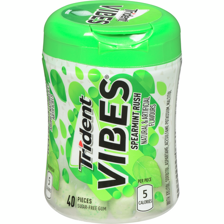 Trident Vibes Spearmint Rush 40 Piece Gum Bottle 