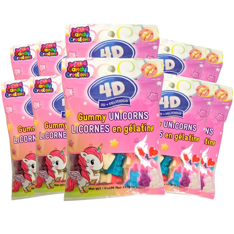 4D Gummy Unicorns Peg Bags 112g - 18 Pack