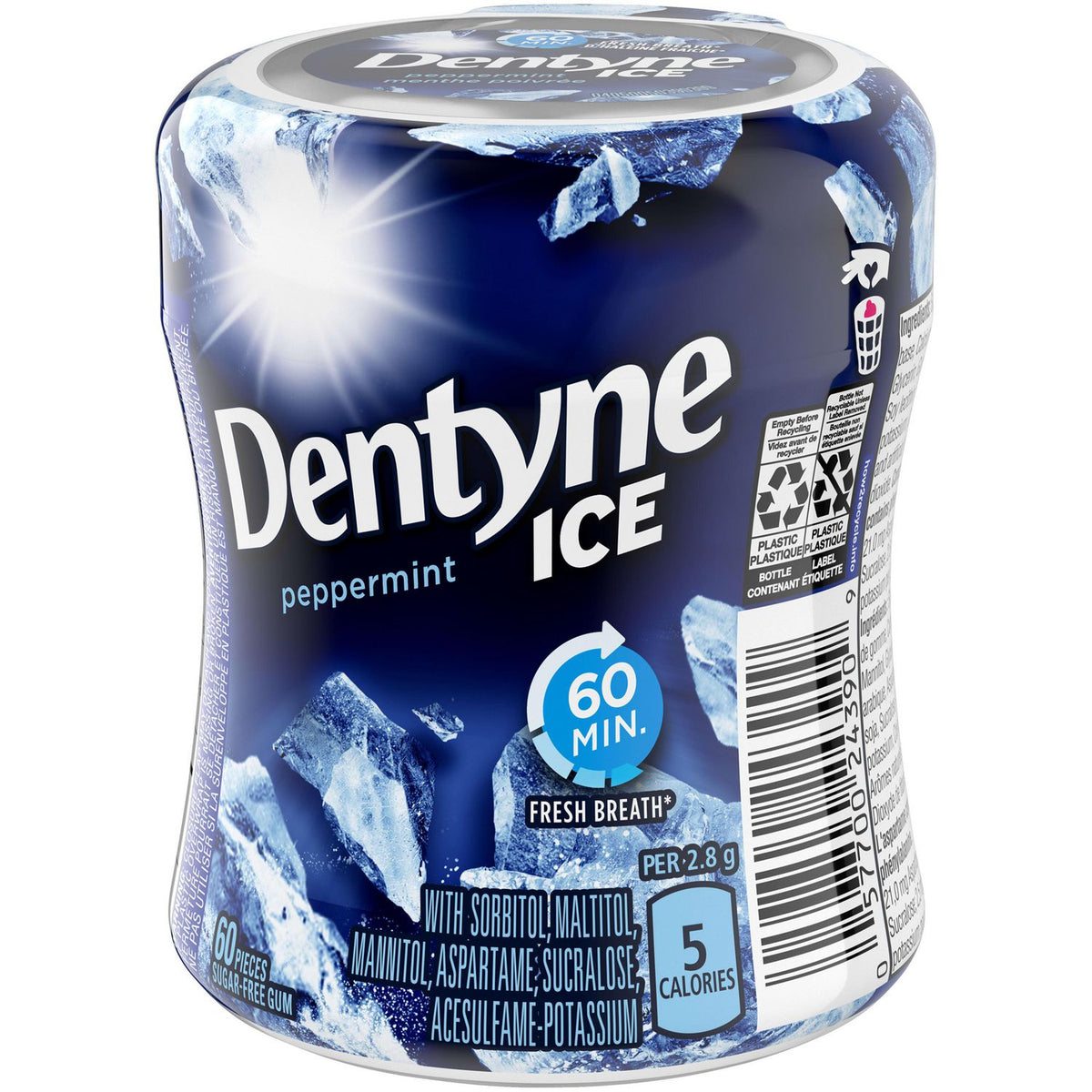 Dentyne Ice Peppermint 60 Piece Gum Bottle