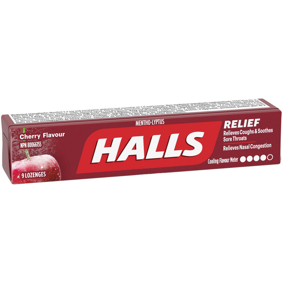 Halls Cherry Centres Menthol Drops Singles 9pc - 15 Pack